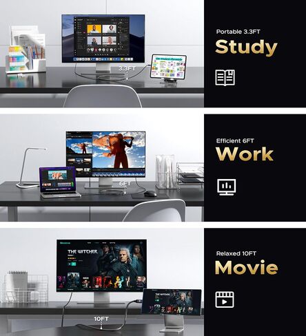 كابل Warrky USB C إلى DisplayPort 8K 60 هرتز [قابس ثابت مطلي بالذهب، حافظة معدنية] 4K 240 هرتز، 2K 360 هرتز نوع C لعرض سلك المنفذ، Thunderbolt 3/4 متوافق مع MacBook Pro/Air، iPhone 15، iPad، Galaxy in Kuwait