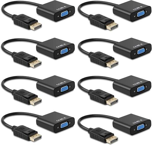 Display Port to VGA Adapter, 8 Packs DisplayPort DP to VGA Converter | Gold-Plated Male to Female, Works with Computer, Desktop, Laptop, PC, Monitor, Projector, HDTV in Saudi Arabia