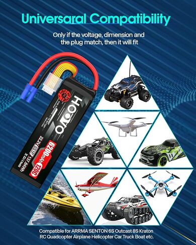 HOOVO 22.2V 6000mAh 60C 6S LiPo بطارية مع EC5 Plug for أجهزة الاستقبال عن بعد شاحنة قارب طائرة هليكوبتر الطائرات بدون طيار الطائرة بدون طيار FPV in Saudi Arabia
