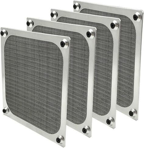 120mm Computer Fan Filter Grills, Black Color, 4 Pack | Thickened Aluminum Frame, Ultra Fine Stainless Steel Mesh, With Screws in Saudi Arabia