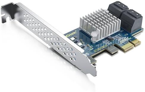 10Gtek 10-Port PCIe SATA Expansion Card, SATA3.0 6Gbps Controller with 10x SATA Cables, JMicron JMB582 Chipset, Supports Non-RAID HDD/SSD, Includes Full-Height Bracket, Fits PCIe x1/x4/x8/x16 Slots in Saudi Arabia