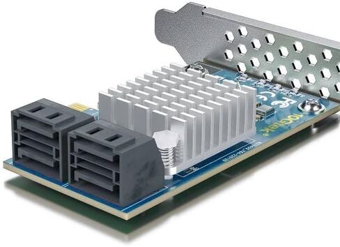 10Gtek 10-Port PCIe SATA Expansion Card, SATA3.0 6Gbps Controller with 10x SATA Cables, JMicron JMB582 Chipset, Supports Non-RAID HDD/SSD, Includes Full-Height Bracket, Fits PCIe x1/x4/x8/x16 Slots in Saudi Arabia