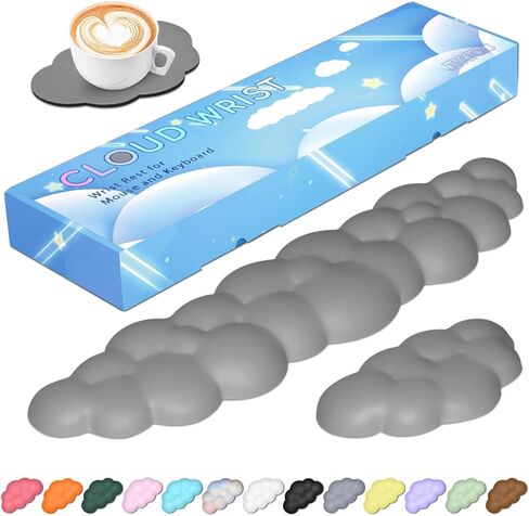 JIKIOU Upgrade Leather Cloud Wrist Rest for Keyboard and Mouse & Cup Pad | Wish Gift-Cute Cloud Shape, Comfortable and don’t Irritate to Skin, Non-Slip PU Base,Soft Memory Foam filled for Pain Relief in Saudi Arabia