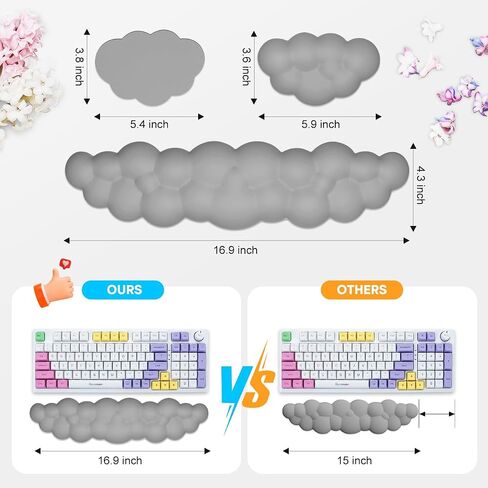 JIKIOU Upgrade Leather Cloud Wrist Rest for Keyboard and Mouse & Cup Pad | Wish Gift-Cute Cloud Shape, Comfortable and don’t Irritate to Skin, Non-Slip PU Base,Soft Memory Foam filled for Pain Relief in Saudi Arabia