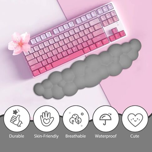 JIKIOU Upgrade Leather Cloud Wrist Rest for Keyboard and Mouse & Cup Pad | Wish Gift-Cute Cloud Shape, Comfortable and don’t Irritate to Skin, Non-Slip PU Base,Soft Memory Foam filled for Pain Relief in Saudi Arabia