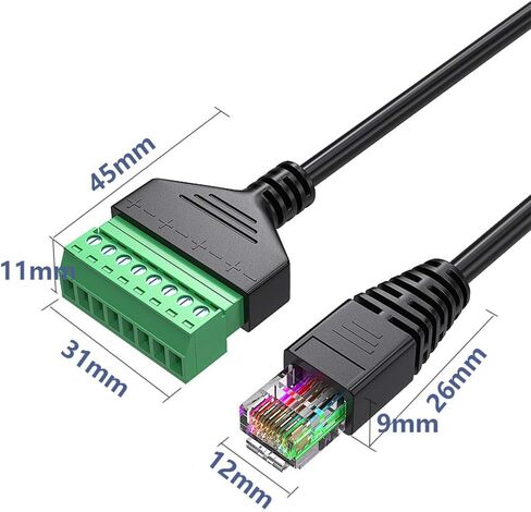2Pcs RJ45 Male to 8 Pins Screw Terminal Block Adapter for Cat5 Cat6 Cat7 Ethernet Extender CCTV Digital Internet,RJ45 Male Plug to 8pins Terminal Ethernet Connector in Saudi Arabia