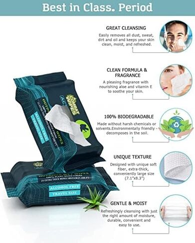 Combat Wipes ACTIVE Outdoor Wet Wipes - Extra Thick Camping Gear, Biodegradable, Body & Hand Cleansing/Refreshing Cloths for Backpacking & Gym w/Natural Aloe & Vitamin E, 25 Count in Kuwait