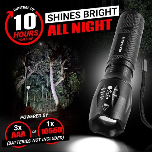 LED Flashlight High Lumens, Mini Tactical LED Flashlight 2 Pack, 5 Modes Zoomable Beam, Battery Powered (Batteries Not Included) for Camping, Hunting, Home & Emergency, Compact Small LED Flashlight in Kuwait