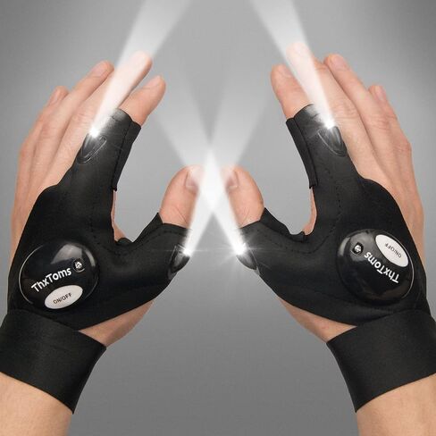 ThxToms LED Flashlight Gloves,Stocking Stuffers Gifts for Men,Christmas Birthday Gifts for Dad Father Husband, Cool Gadgets Tools for Repairing Fishing Camping, 1 Pair Black in Saudi Arabia