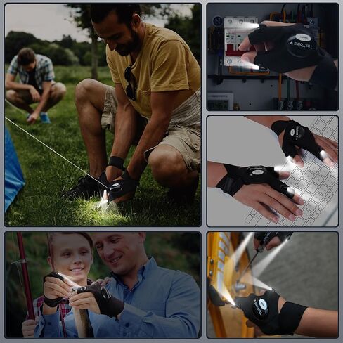 ThxToms LED Flashlight Gloves,Stocking Stuffers Gifts for Men,Christmas Birthday Gifts for Dad Father Husband, Cool Gadgets Tools for Repairing Fishing Camping, 1 Pair Black in Saudi Arabia