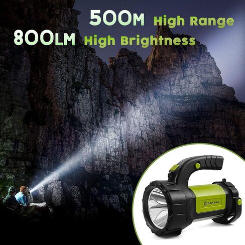 Camping Lantern Rechargeable, LED Flashlight Spotlight Lantern with 800LM, 3600 mAh, Strap Included Portable Bright Camping Light for Emergency, Outdoor Hiking, Power Outages in Saudi Arabia