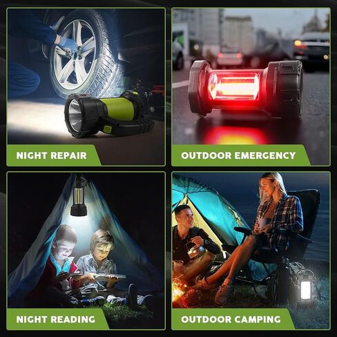 Camping Lantern Rechargeable, LED Flashlight Spotlight Lantern with 800LM, 3600 mAh, Strap Included Portable Bright Camping Light for Emergency, Outdoor Hiking, Power Outages in Saudi Arabia