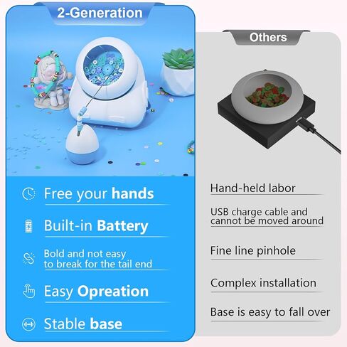 Pskfvre Electric Bead Spinner Cordless Clay Bead Spinner Rechargeable Sturdy Eye Beading Needle, Automatic Bead Spinner with Pony Beads for Bracelet Jewelry Necklaces Making, Gift Ideas for Girls in Kuwait