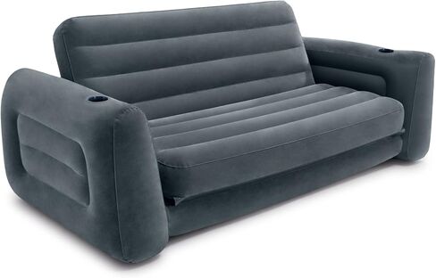 Intex 66552EP Inflatable Pull-Out Sofa: Built-in Cupholder – Velvety Surface – 2-in-1 Valve – Folds Compactly – 46" x 88" x 26" in Saudi Arabia