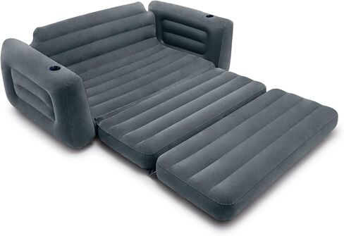 Intex 66552EP Inflatable Pull-Out Sofa: Built-in Cupholder – Velvety Surface – 2-in-1 Valve – Folds Compactly – 46" x 88" x 26" in Saudi Arabia