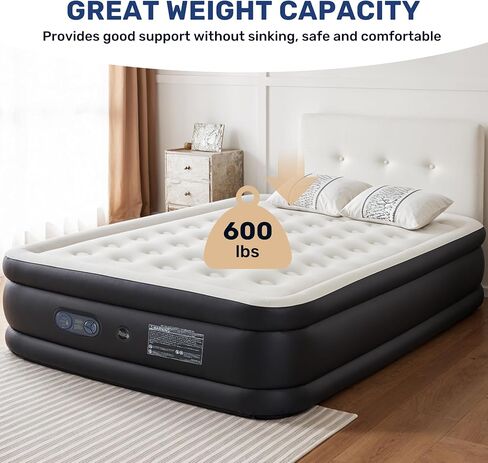 YSSOA Twin Camping Air Mattress with Built-in Electric High-Speed Pump, 18" Bed Height, Blow Up Aerobed Inflatable Airbed with Carrying Bag, Best For Home Guests & Travel, Waterproof Foldable Portable in Saudi Arabia