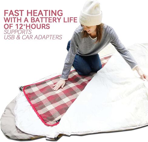 Battery Operated Heated Sleeping Pad for Sleeping Bag -3 Heating Zones with Battery Pack Waterproof Anti-Slip Far Infrared Heating Ideal for Cold Weather Camping Heated Sleeping Bag Liner in Saudi Arabia