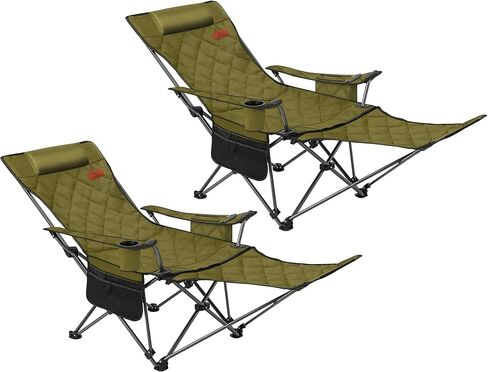 AnYoker Camping 2 Way Recliner, 4 Position Portable Lawn Sling Chair, Lounge Chair Deck Chair Beach Zero Gravity Chair with Footrest,Storage Bag & Headrest Supports up to 330LB TY（Khaki,1） in Saudi Arabia