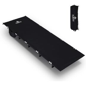 Ultralight Camping Cot for Adults and Kids; Supports up to 330lbs; 4.85lbs Ultralightweight Portable Camping Bed for Hiking, Camping and Backpacking with Carry Bag (Black)