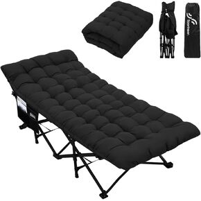 Sportneer Camping Cot: 1200D Double Layer Oxford Camping Cots for Adults - Heavy-Duty Foldable Cots for Camping Travel Tent Day Outdoor & Home Guest, Camping Cots with Mattress Carry Bag & 2 Pockets
