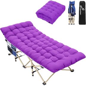 Sportneer Camping Cot: 1200D Double Layer Oxford Camping Cots for Adults - Heavy-Duty Foldable Cots for Camping Travel Tent Day Outdoor & Home Guest, Camping Cots with Mattress Carry Bag & 2 Pockets