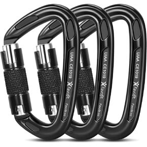 Heavy Duty Locking Climbing Carabiner - Favofit 25KN UIAA Certified Auto Lock Carabiner Clip for Arborist - Large Rock Climbing Hook for Hammock Rappelling Hunting