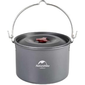Naturehike Camping Soup Pot Cookware with Lid Large Outdoor Portable Hanging Pot Cooking Set for 1-6 People