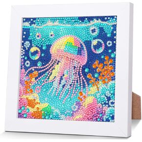 WEMEON Sea Turtle Diamond Art Kits for Kids with Frame-Small Diamond Painting Kits for Kids, Mini Diamond Art Painting Kits for Boy Girl Birthday Gift(7x7inch)