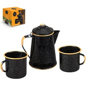 Granite Ware Outdoor Set - Enameled Steel - Perfect for Camping (1- Outdoor Dining Set)