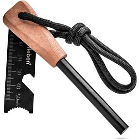 Überleben Zünden Original Ferro Rod Fire Starter Survival Tool w/Fire Striker - 3/8" Thick Fire Steel, 15,000 Strikes - Waterproof Flint and Steel - Camping Fire Starter Rod w/Wood Handle, Lanyard