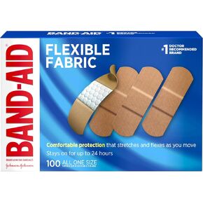 Band-Aid Brand Flexible Fabric Adhesive Bandages for Wound Care and First Aid, All One Size, 100 Count