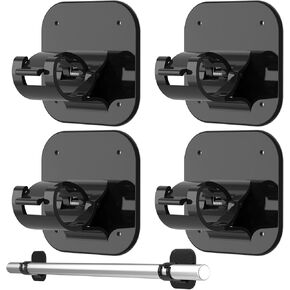 No Drilling Curtain Rod Brackets,Self Adhesive 4pcsCurtain Rod Holders(Black)