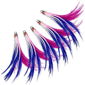 OCEAN CAT 5 inches Daisy Chain Trolling Lures with Brid Feather Teaser Saltwater Offshore Big Game Trolling Lure Bag for Marlin Tuna Mahi Dolphin Durado Wahoo Mesh
