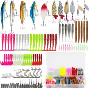 Fishing Lures Fishing Gear Tackle Box Fishing Attractants for Bass Trout Salmon Fishing Accessories Including Spoon Lures Soft Plastic Worms Crankbait Jigs Fishing Hooks