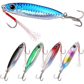 Saltwater Jigs Fishing Lures with Ultra-Sharp Hooks, Saltwater Spoon Lure for Tuna Salmon Grouper, Sea Fishing Jigging Lure, Trolling Spoon for Bass Fishing