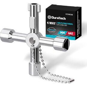 DURATECH 4 Way Sillcock Key Set, Utilities Key, Multi-functional Water Key, 2-Pack, for Valve, Faucet, and Spigots