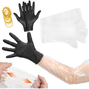 YUNVI Field Dressing Gloves Deer Hunting Gutting Gloves,Veterinary Gloves Includes Disposable Arm Gloves and Nitrile Gloves