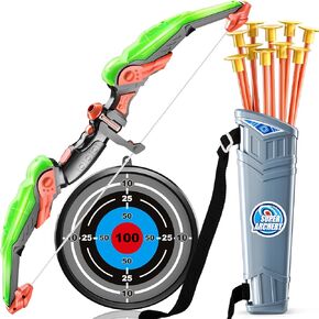 2 Pack Set Bow and Arrow Archery Toy for Kids, LED Light Up with 20 Suction Cup Arrows Target & Quiver, Outdoor Toys Kids Boys Girls Ages 3-12 Years Old