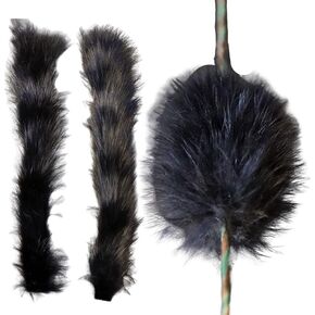 Shatterproof Archery Bow String Dampener, Rabbit Fur String Silencer for Recurve, Longbow (Black Rabbit 1 Pair)