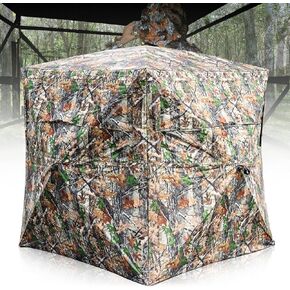 Hunting Blind See Through with Silent Magnetic Door&Sliding Windows,2-3 Person Pop Up Ground Blinds 270 Degree Field of View with Carrying Bag,Portable Hunting Tent for Deer&Turkey Hunting