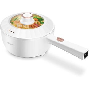 Bear Hot Pot Electric, 2L Multifunctional Portable Pot for Cooking, 1000W Rapid Noodles Electric Pot, Non-Stick Frying Pans for Steak, Egg, Ramen, Oatmeal with Dual Power Adjustment
