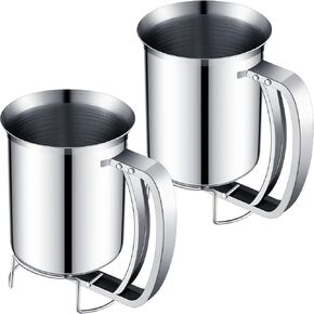 2 Pcs 800 ml Pancake Batter Dispenser Stainless Steel 27 oz 3 Cups Handheld Pancake Mix Dispenser with Handle Batter Funnel for Cupcakes Muffins Waffles Baking Cake Cooking Crepe Kitchen Tool