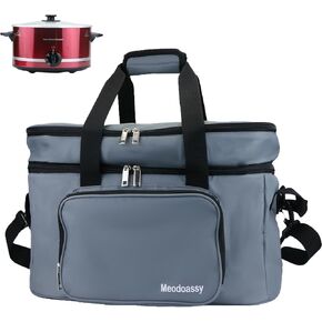 2 Layer Slow Cooker Carrying Bag Compatible with Crockpot 6-8 Quart,Slow Cooker Carrier Bag for Hamilton Beach,Insulated Large Slow Cooker Travel Bag Intensification for Family Gathering Potluck