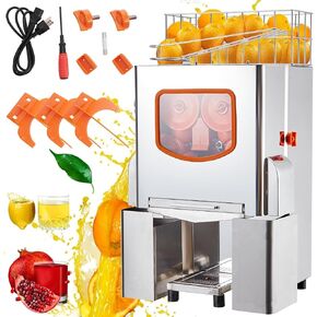 Commercial Juicer Machine, 110V Juice Extractor, 120W Orange Squeezer for 22-30 per Minute, Electric Orange Juice Machine with Pull-Out Filter Box SUS 304 Tank Stainless Cover and 2 Collecting Bucket
