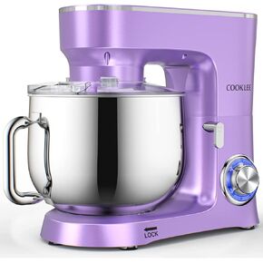 COOKLEE Stand Mixer, 9.5 Qt. 660W Electric Kitchen Mixer with Dishwasher-Safe Dough Hooks, Flat Beaters, Wire Whip & Pouring Shield Attachments for Most Home Cooks, Silver