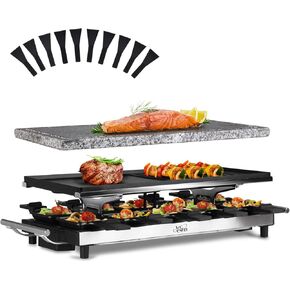 Artestia 1500W Large Size Raclette Cheese Grill Adjustable Temperature Korean BBQ Grill, Cheese Raclette with Grill Stone and Non-Stick Reversible Aluminum Plate for Parties Family