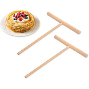 DS. DISTINCTIVE STYLE Crepe Spreader 2 Pieces 6.1 Inches x 4.7 Inches Natural Wooden T-Shaped Tool for Crepes Wooden Crepe Maker Pancake Maker Tool
