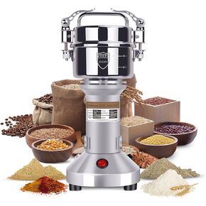 Goldtouch 150g Grain Mill Grinder 1500W Electric Stainless Steel Grain Grinder High-Speed Pulverizer Powder Machine for Dry Wheat, Oats, Corn, Pepper and Coffee Beans (150g Stand Type)