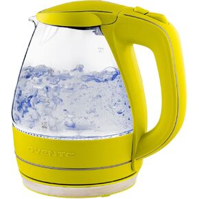OVENTE Glass Electric Kettle Water Boiler 1.5 Liter Borosilicate Glass Fast Boiling Countertop Heater - BPA Free Auto Shut Off Instant Water Heater Kettle for Coffee & Tea Maker - Black KG83B