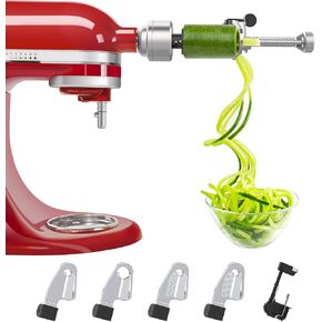 Spiralizer Attachment Compatible with KitchenAid Stand Mixer, Comes with Peel, Core and Slice, Not KitchenAid Brand Spiralizer Attachment (5 Blades)